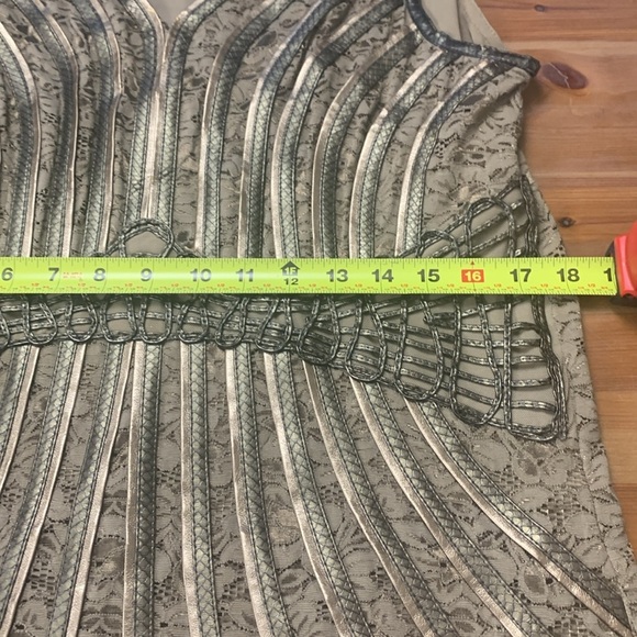 Dancing Couture Rare Sleeveless Top Embellished w Leather. Gold w Bronze Silver - Picture 15 of 17